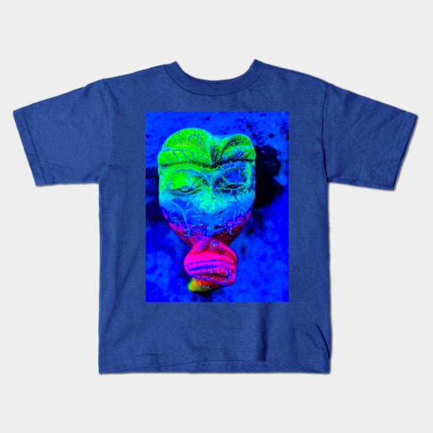 A blue green red Bali face mask Kids T-Shirt by kall3bu